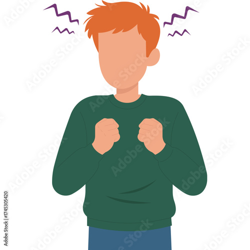 Angry man clenching fists and expressing frustration illustration