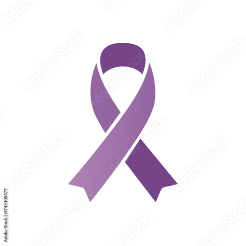 Purple ribbon symbol, awareness graphic, supporting charity, abstract illustration