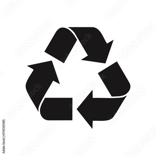 Recycling Symbol - Black Arrows Forming Triangular Shape, Environment Conservation, Reprocessing Concept Iconography