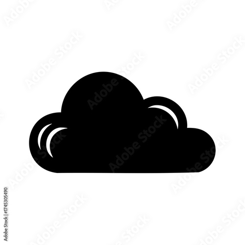 Black cloud icon illustration simple design with white background symbol weather forecast