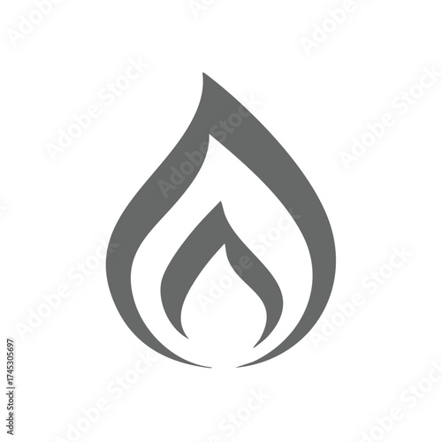 Monochrome Flame Icon Symbol Modern Design