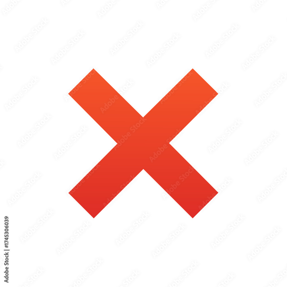 Obraz premium Red X Symbol with Gradient Overlay on White Background