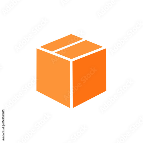 Orange colored shipping box icon isolated on white background