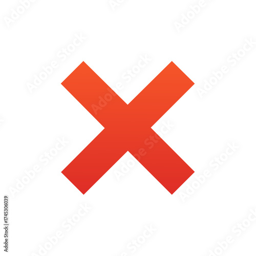Red X Symbol with Gradient Overlay on White Background