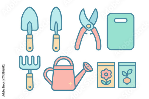 Vibrant collection of essential gardening tools and supplies for planting and cultivation