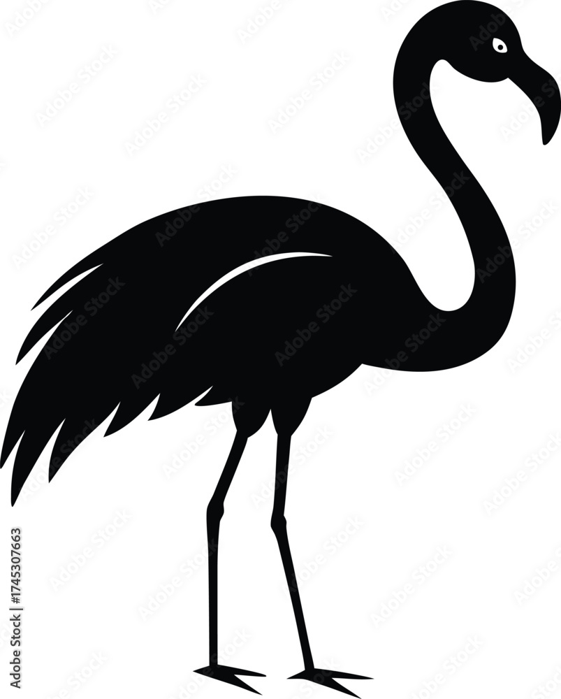 Obraz premium Flamingo vector silhouette, Vector black flamingo silhouette, Flamingo Silhouette Vector Illustration