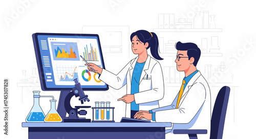 Scientists Analyzing Data And Working In The Laboratory