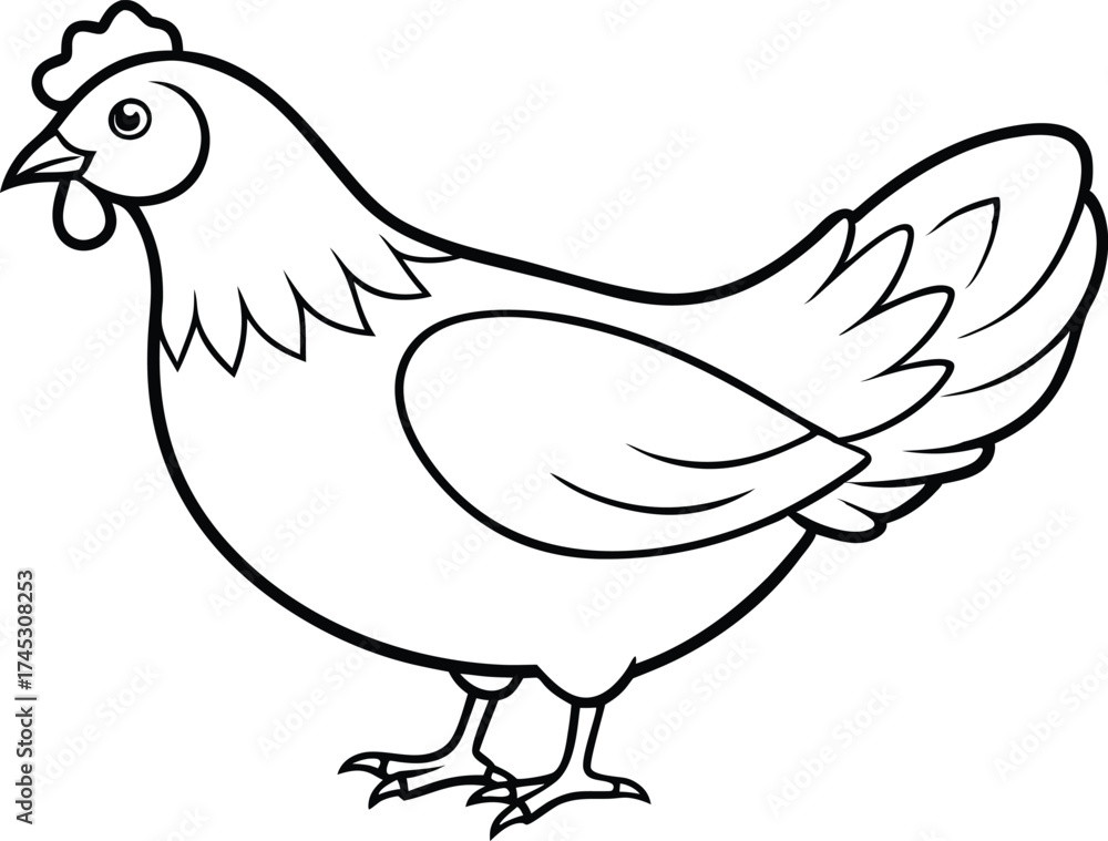 Fototapeta premium Hen Line Art Icon Vector, Hen Outline Vector Icon Design.