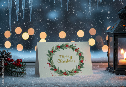 Merry Christmas Greeting Card Mockup