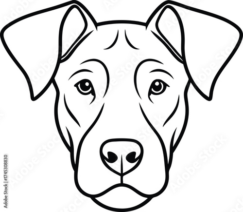 Dog Head Outline Vector Logo Icon, One Line Dog Head Continuous Outline, Dog Profile Outline Mascot Design Vector.

