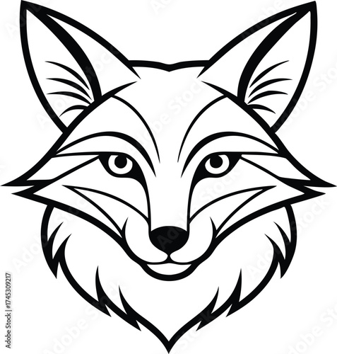Fox Head Outline Vector Logo Icon, Fox Face Outline Mascot Design Vector

