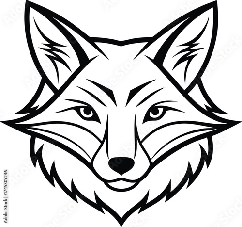 Fox Head Outline Vector Logo Icon, Fox Face Outline Mascot Design Vector

