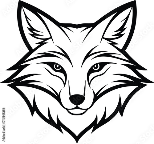 Fox Head Outline Vector Logo Icon, Fox Face Outline Mascot Design Vector

