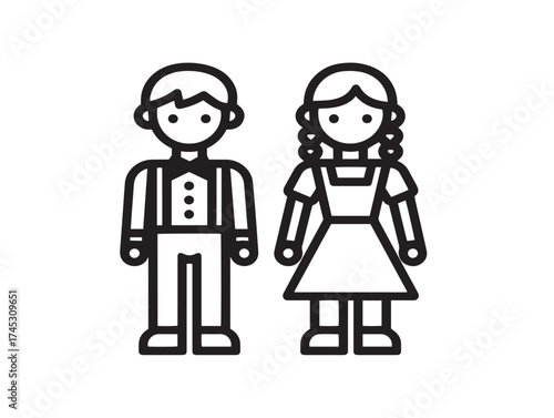 Kids Costumes icon 2D vector line art in a clean minimalist style