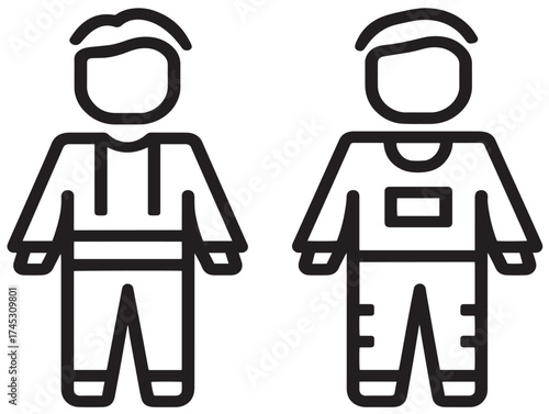 Kids Costumes icon 2D vector line art in a clean minimalist design
