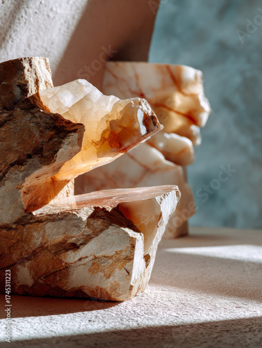 Wallpaper Mural A collection of natural, translucent stones with a warm glow and intricate patterns within them. Torontodigital.ca