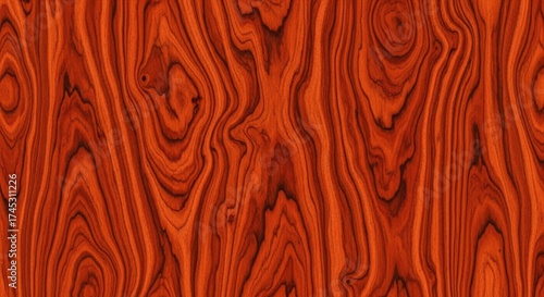 Exotic Cocobolo wood seamless pattern featuring a dense grain and rich reddish brown hues for luxury decor