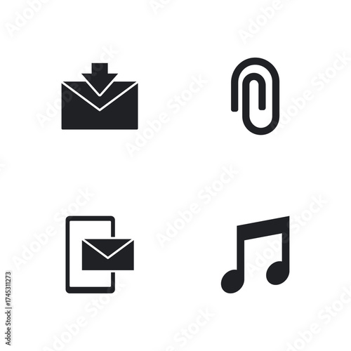 Download, Mail, Music, and Media Solid Icons