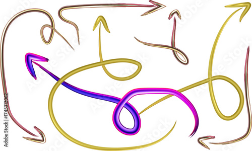 Set of Abstract Decorative Arrows Pointing in Various Directions