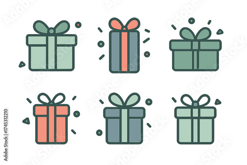 Seamless repeating background pattern of stylized gift boxes with ribbons and bows