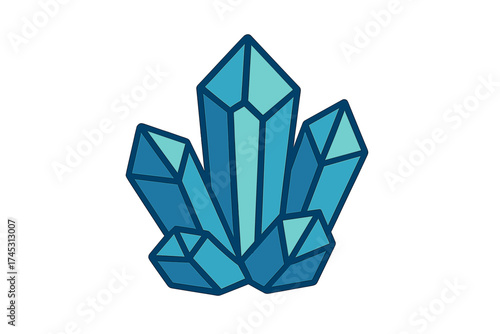 Stylized cluster of sharp blue quartz mineral formations
