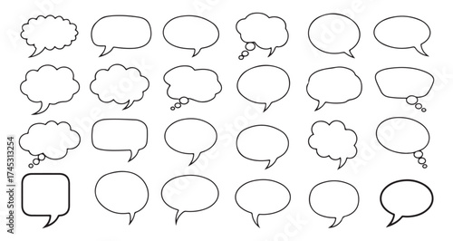 Comic speech bubble line icon set. Chat, Dialogue, Message, Conversation, Talk and communication Text Box icon vector
