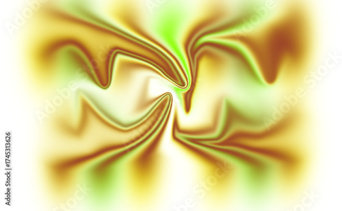 Abstract swirling colors of green and brown on white background