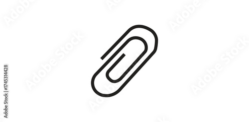 Paperclip Office Supply Clipart Stationery Business Tool Attachment Document Illustration Minimalist Black Line Art