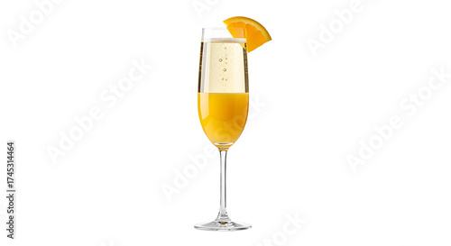 Refreshing mimosa cocktail with orange garnish on transparent background