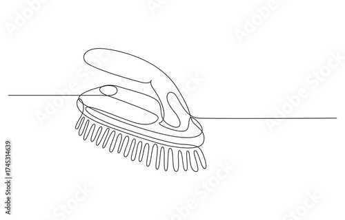 Line Art of a Cleaning Brush, Scrub Brush continuous line art drawing,
