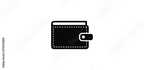 Secure Wallet Icon Illustration Black and White Symbol Money Management Finance Payment Currency Savings Business Design
