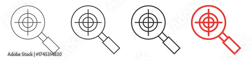 target search  icon set collection style outline. Contain focus, precision, goal, or marketing , analysis symbol in line style