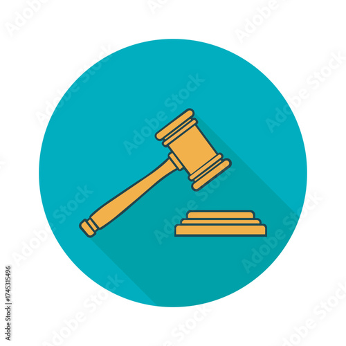 Gavel Illustration Justice Court Law Legal Decision Making Process Icon Authority Rule Symbol Verdict Circle Teal