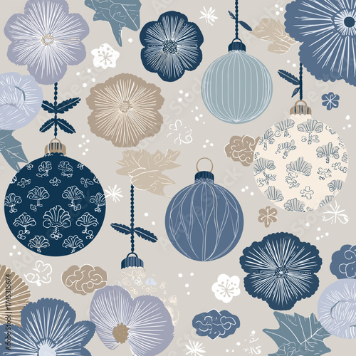 Modern Korean Traditional Ornament Vector Set with Floral Patterns and Gold Details