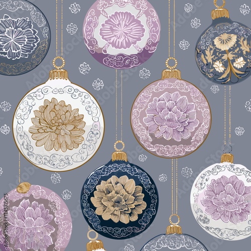 Modern Korean Traditional Ornament Vector Set with Floral Patterns and Gold Details