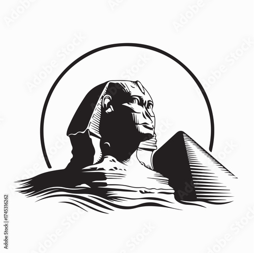 Great Sphinx of Giza Silhouette Logo Vector for Ancient Egypt Design