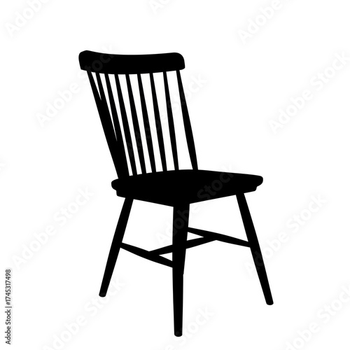 Classic wooden chair silhouette isolated on white background