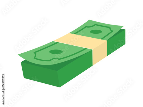 Vector illustration of a wad of cash. Paper money clipart on the theme of wealth, finance, and banking. Isolated on white background.