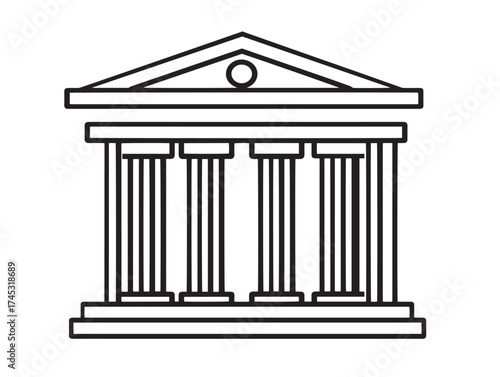 Museum icon 2D vector line art in a clean minimalist educational building icon