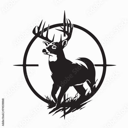Deer On Rifle Scope Target Vector Image Isolated on white background 