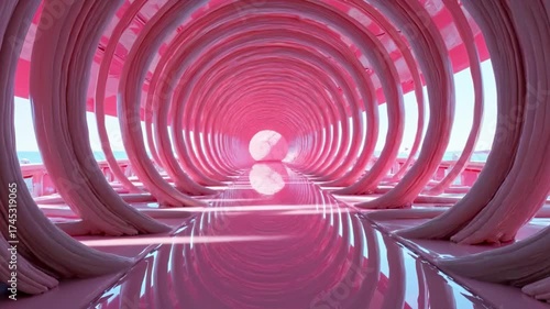 Wallpaper Mural Abstract pink tunnel creates a futuristic and mystical atmosphere Torontodigital.ca