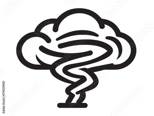 Natural Disaster icon 2D vector line art in a clean minimalist emergency alert