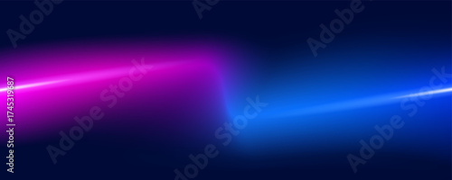 Futuristic abstract background. Neon glowing line on black background. Pink and blue colors. Vector illustration.