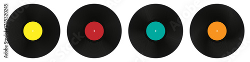 Set of vinyl records.  long play music plates for gramophone. vector