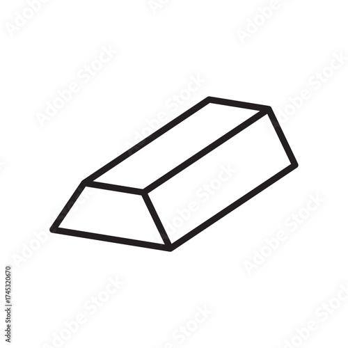 One gold bar vector icon in flat style