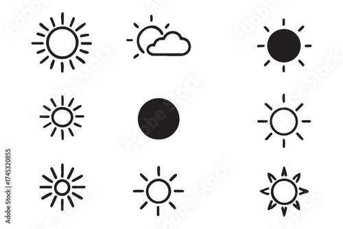 Cute Cartoon Sun Character — Smiling Yellow Face with Rosy Cheeks, Sunshine Rays, and Playful Emotions for Kids’ Summer Design and Positive Vector Illustrations