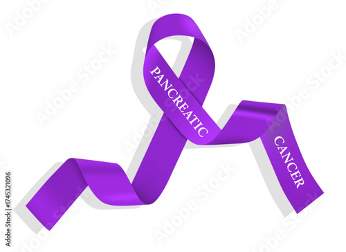 A banner with a realistic pancreatic cancer awareness ribbon. Design template for website magazines.