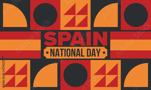 Spain National Day. Spanish flag. National happy holiday, celebrated annual in October 12. Hispanic heritage. Poster, card, banner and background. Vector illustration