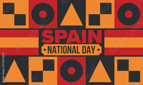 Spain National Day. Spanish flag. National happy holiday, celebrated annual in October 12. Hispanic heritage. Poster, card, banner and background. Vector illustration
