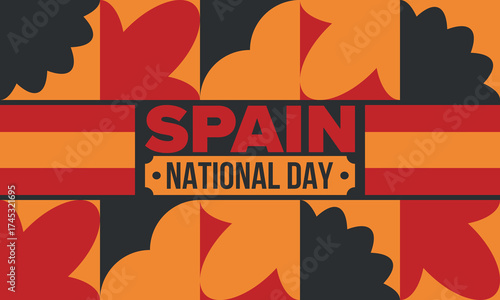 Spain National Day. Spanish flag. National happy holiday, celebrated annual in October 12. Hispanic heritage. Poster, card, banner and background. Vector illustration